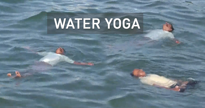 Yoga Enthusiasts from Rameswaram Celebrate International Yoga Day with Serene Water Yoga